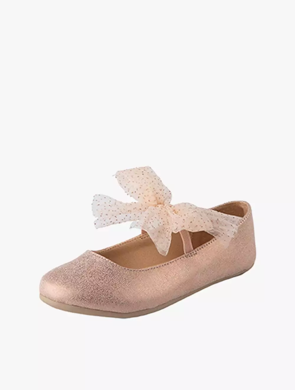 Payless Fiona Girl Cairo Glitter Bow Youth Flats - Rose Gold_07