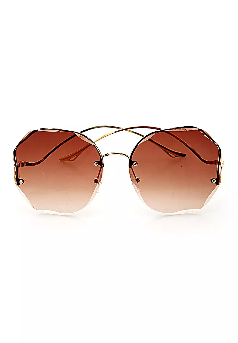 Revika Kacamata Frame Classic Polarized UV Sunglasses Wanita Material Stainless Steel ORIGINAL - Gradient Tea