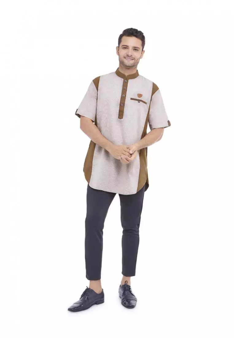 Zayidan Baju Koko Gamis Muslim Pria Raheel - Cream