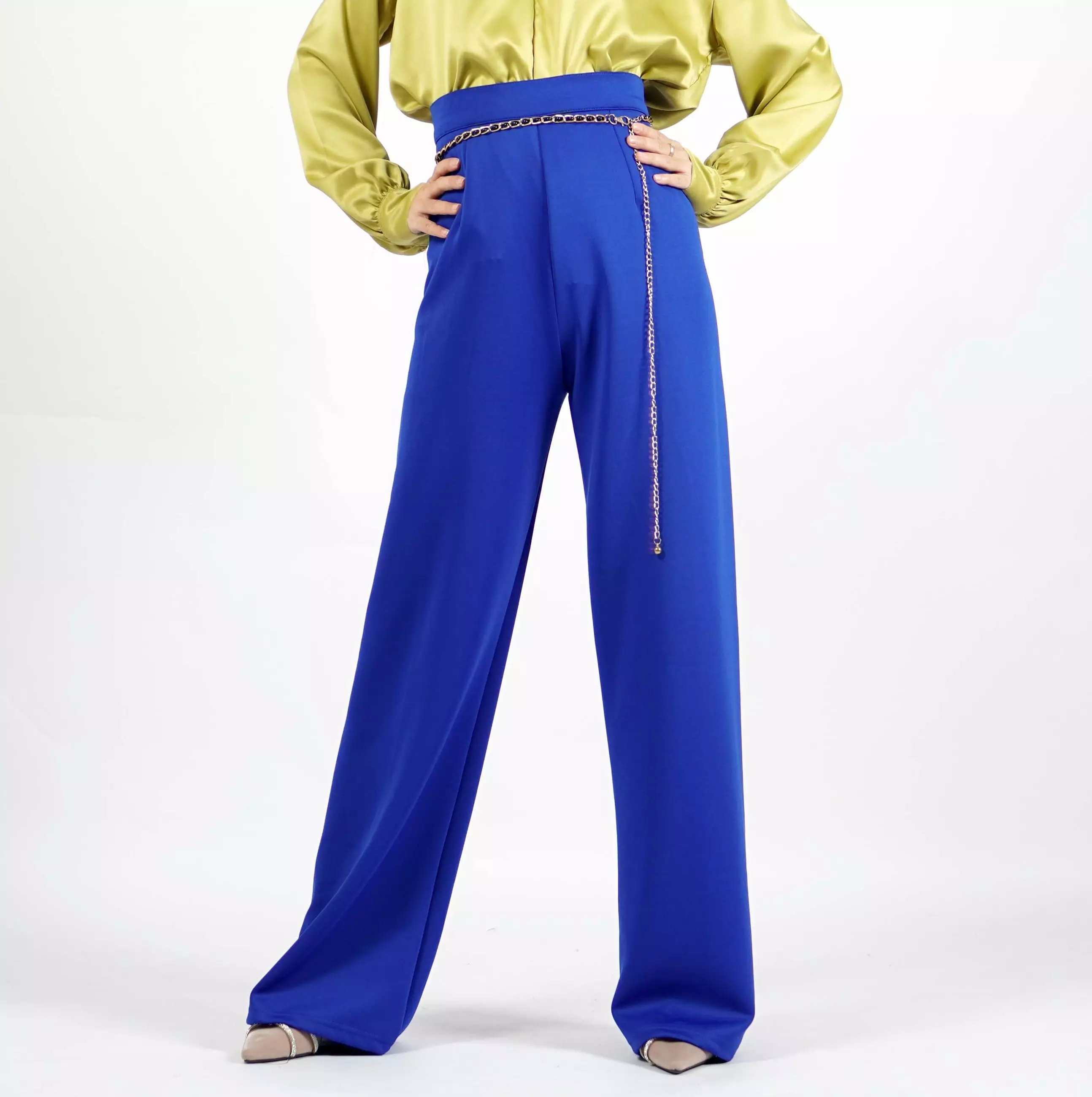 Okechuku Anitha Celana Kerja Wanita Celana Panjang Wanita Celana Kulot Highwaist - Biru Elektrik