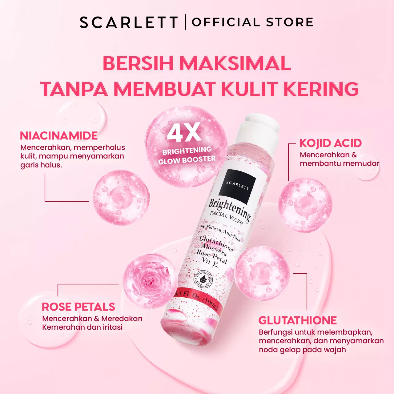 Scarlett Whitening Brightening Facial Wash 100ml [TRIPLEPACK]