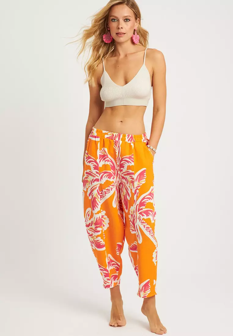 Patterned Linen Shalwar Trousers