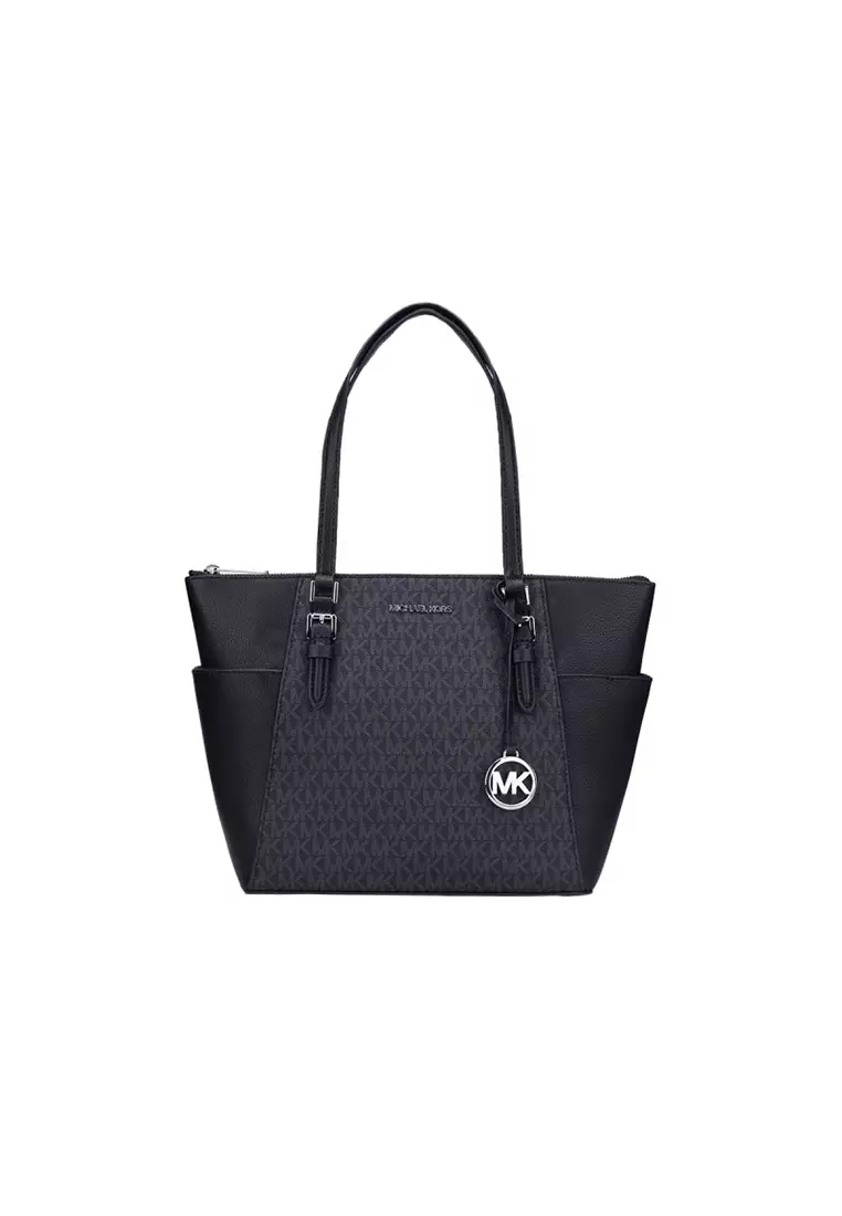 Charlotte Large Logo and Leather Top-Zip Tote Bag 35T0GCFT3B