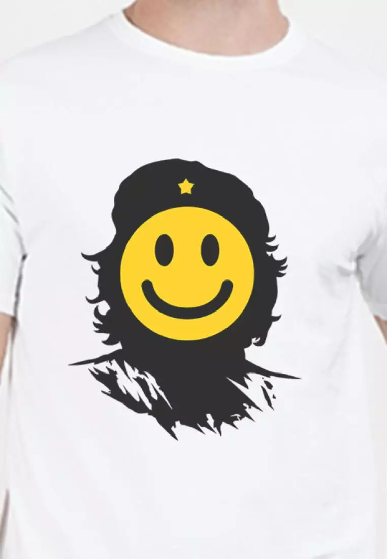 笑脸短袖白色棉质 T 恤