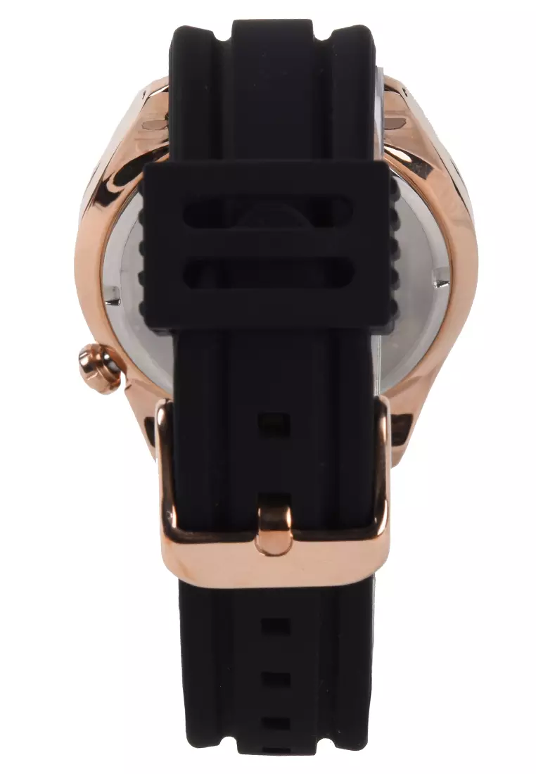 Alba - Jam Tangan Pria - Rosegold - Black Rubber Strap - AG8K36X1