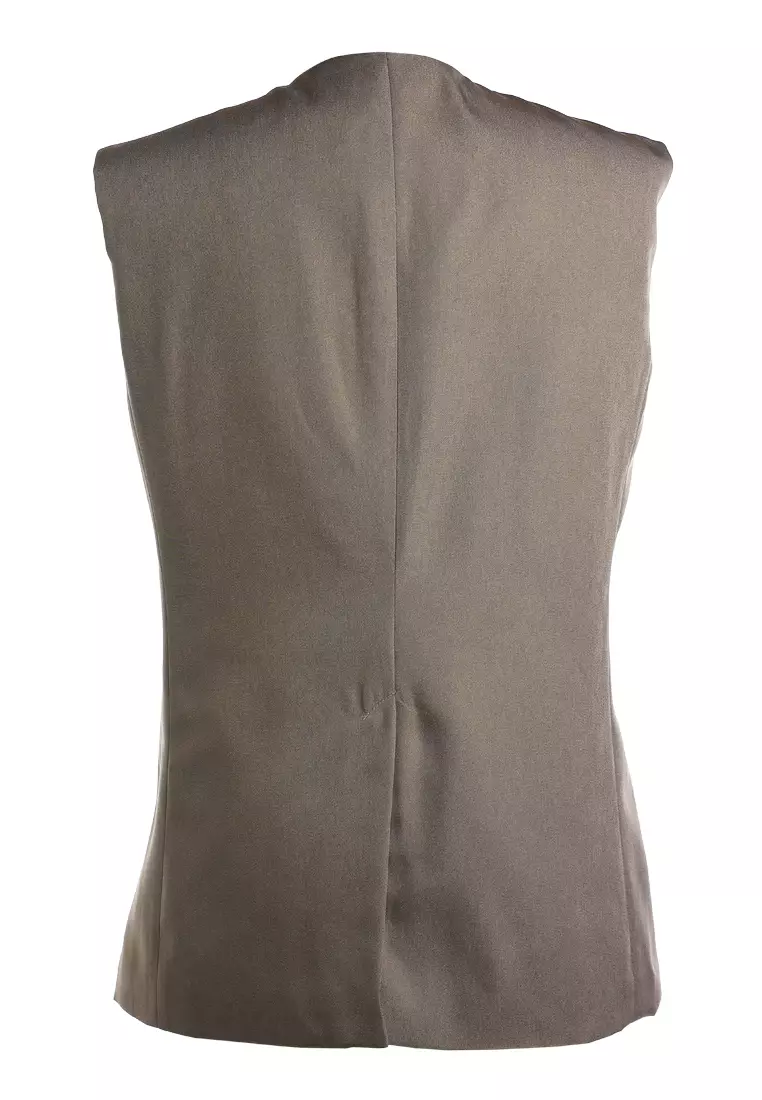 Rompi Panjang Tanpa Lengan Klasik Warna Taupe