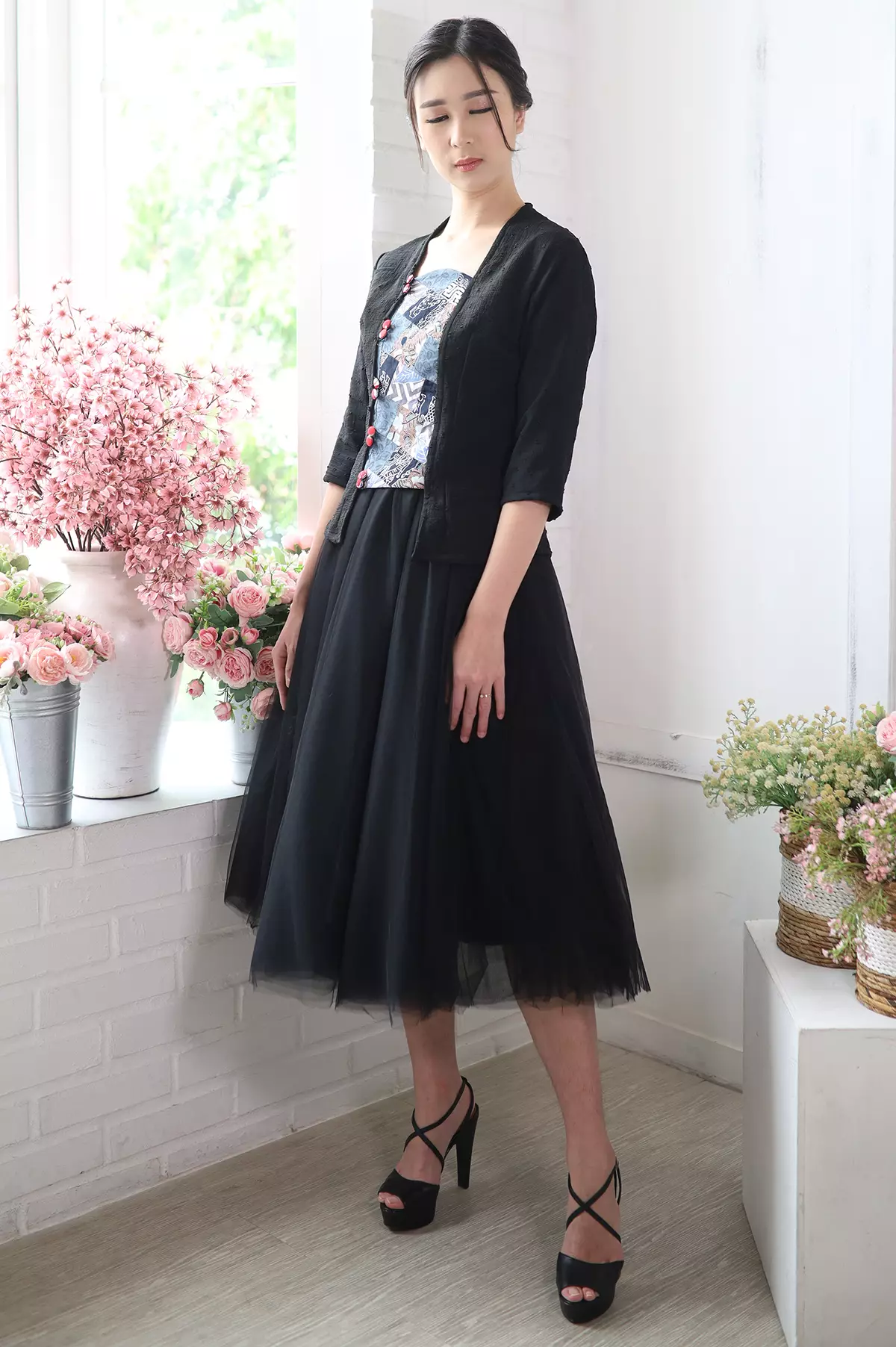 Sinok Marbel Hitam Patchwork Kebaya