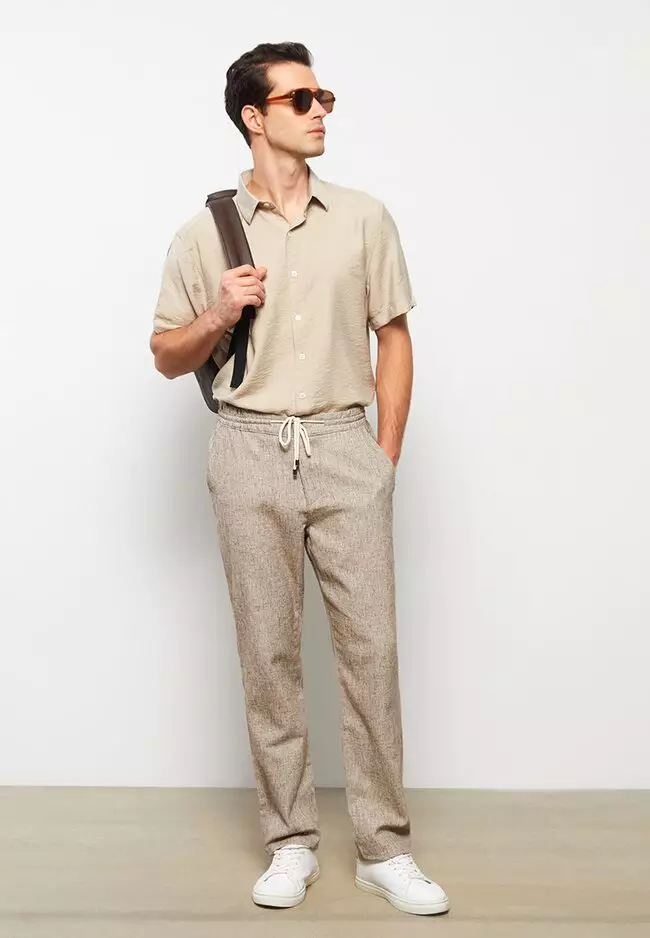 Slim Fit Linen Men s Trousers