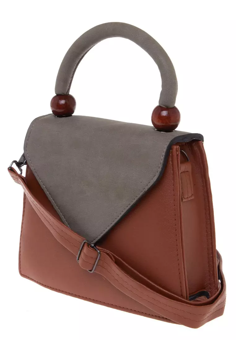 Nika Tas Slempang Wanita Slingbag Dual Tone Color Premium Quality - Mocca