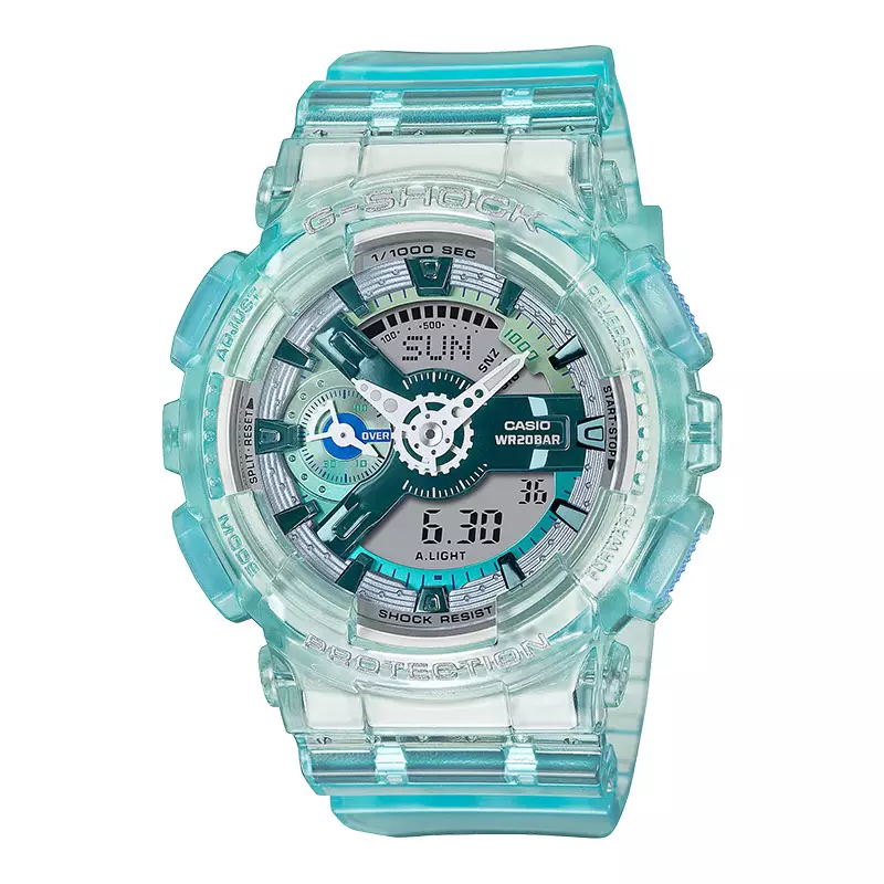 Jam Tangan Wanita Casio G-Shock GMA-S110VW-2ADR Virtual World Series Digital Analog Dial Transparent Blue Resin Band