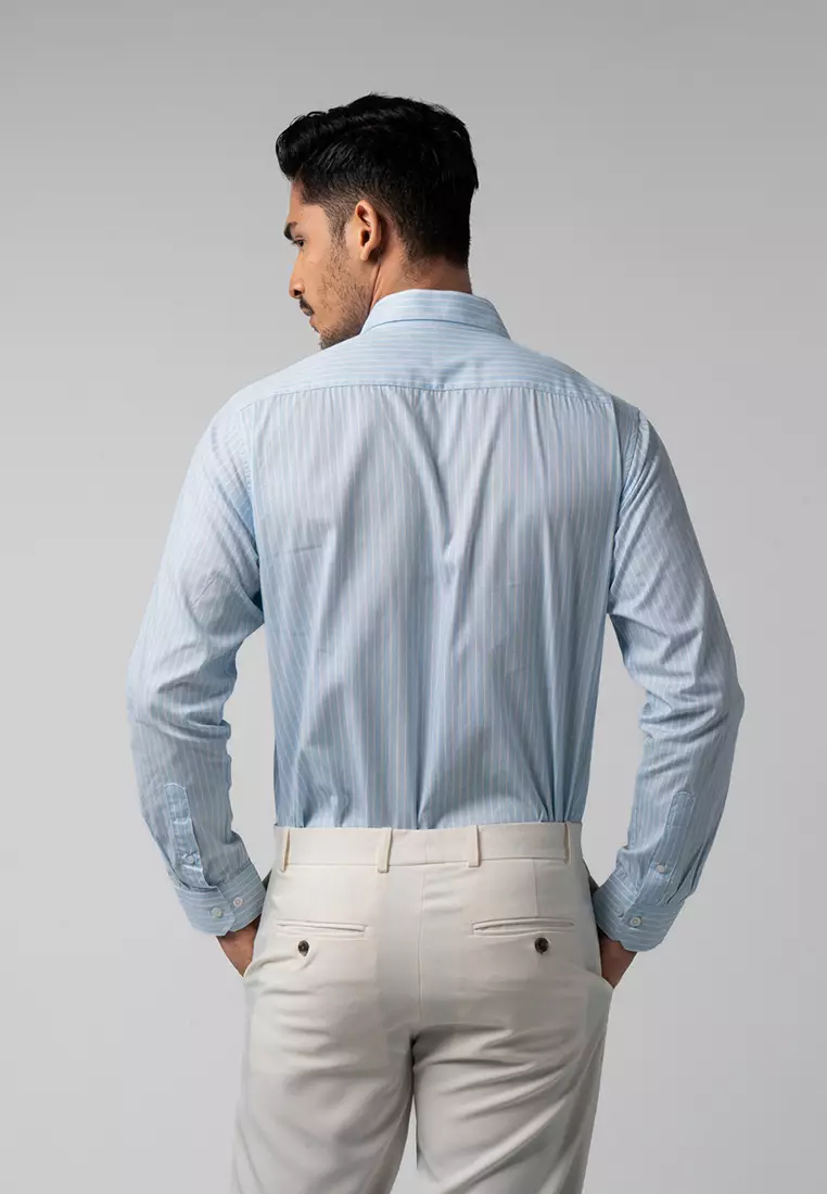 Hugo Stripe Shirt Aqua Blue LS