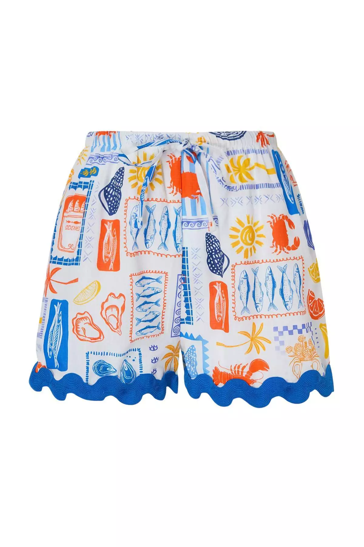 Underwater Mix Pattern Woven Stripe Beach Shirt-Shorts Set Tbess25Au47