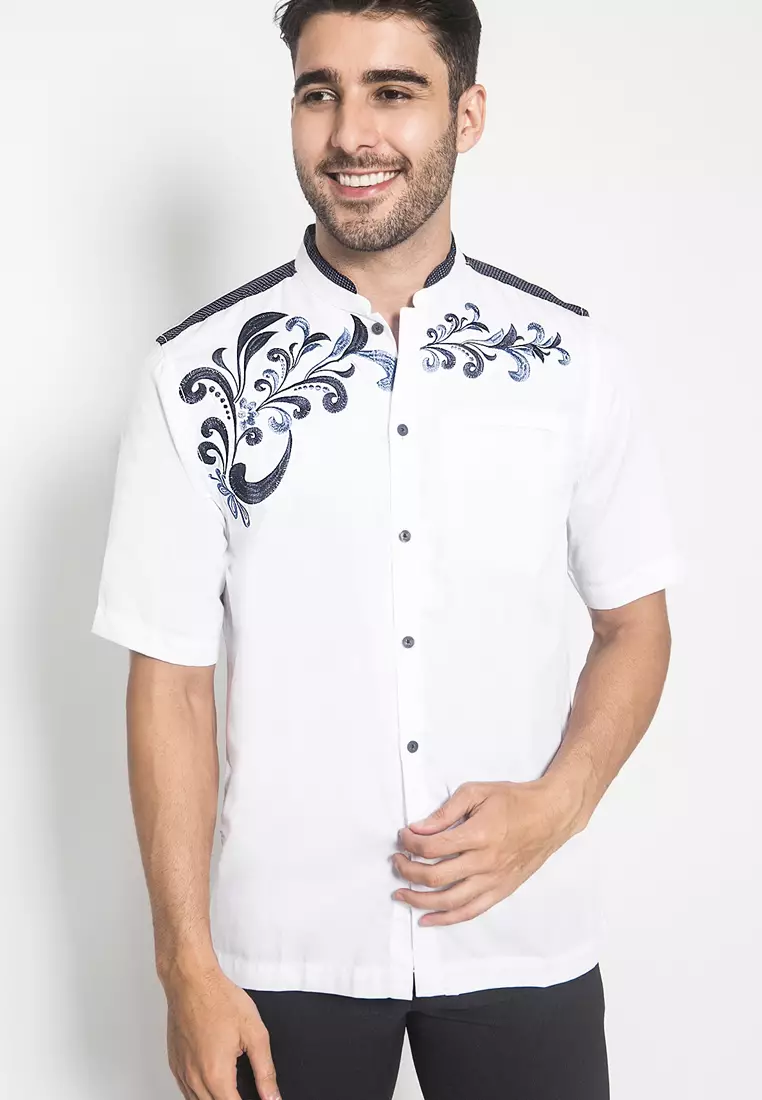 LGS - Baju Koko - Kemeja Koko - Koko Bordir Batik - Putih - Slim Fit - JSH.385.S1007KF.303.C