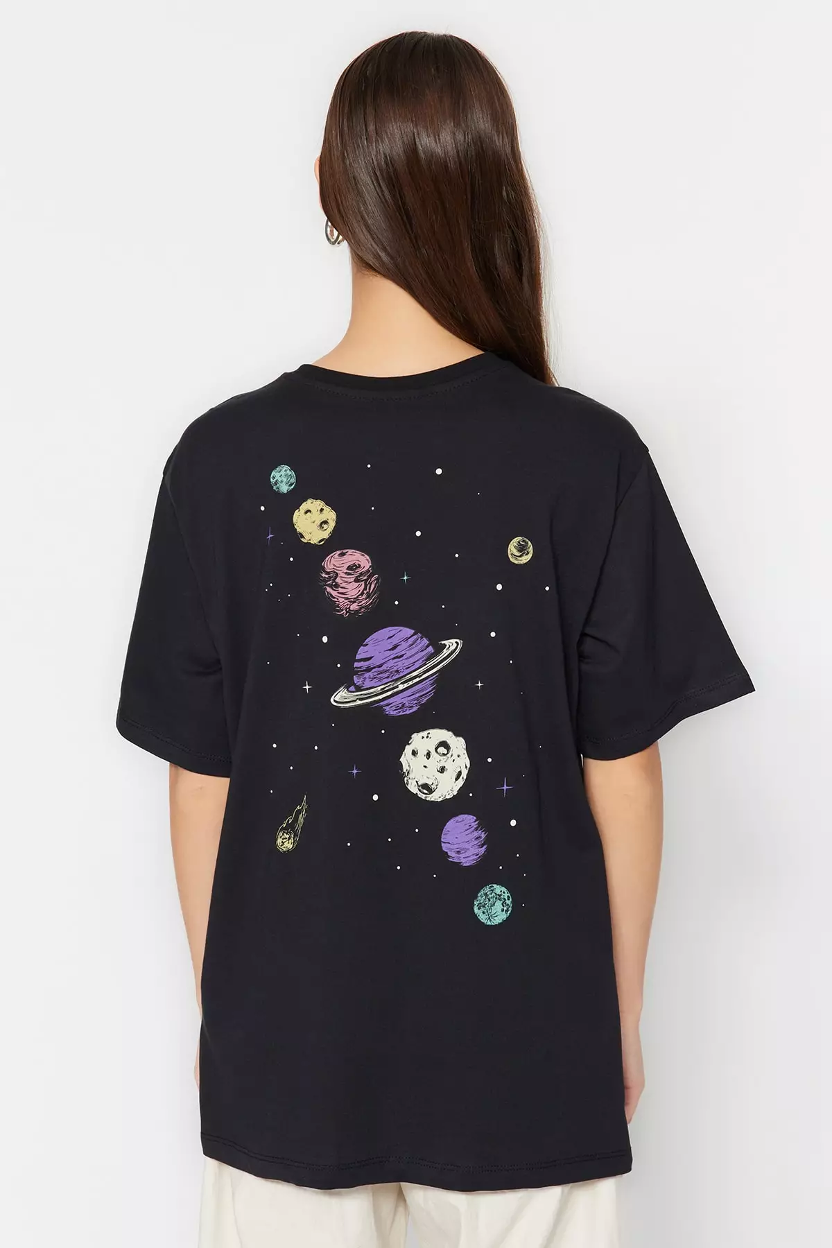 Galaxy print 2024 crew neck