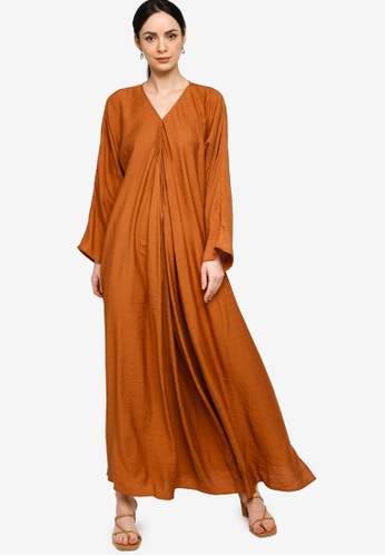 ZALIA BASICS Front Draped Kaftan Dress