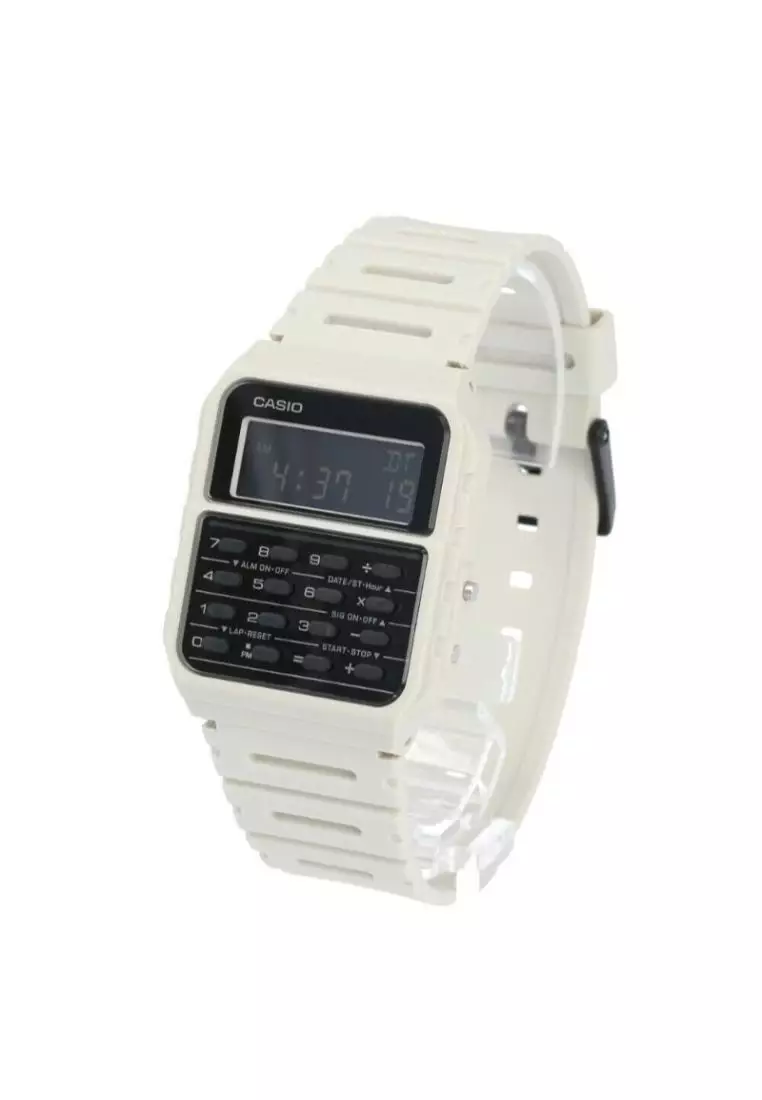 Men's Data bank CA-53WF-8B White Resin Band Calculator Watch