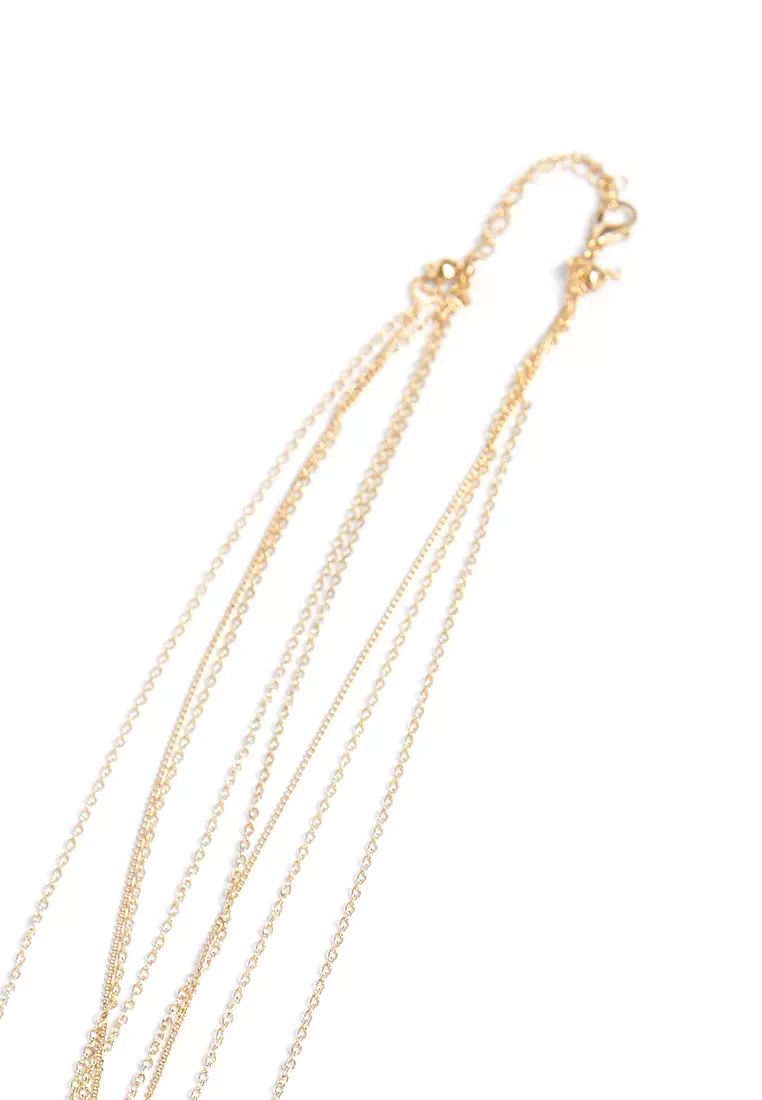 Kalung Liontin Choker Retro Pendant Necklace Perhiasaan Fashion Wanita - Gold