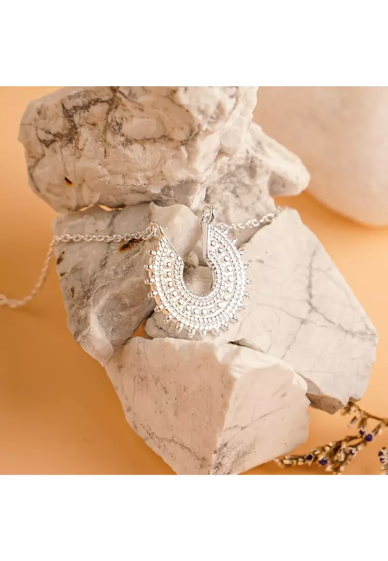 Millennia 2000 Chain with Filigree Ethnic Boho Charm Silver Necklace with 925 Sterling Silver
