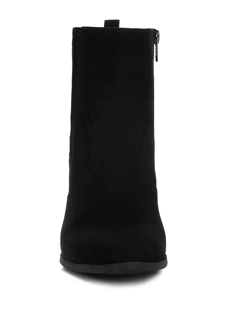 Black High Ankle Cowboy Boots