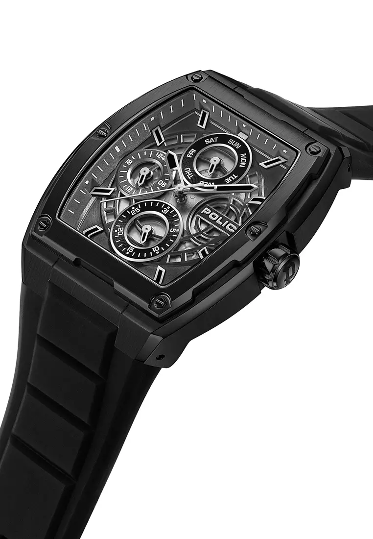 Police Creed Black Rubber Analog Quartz Watch For Men PPEWJQ0004501