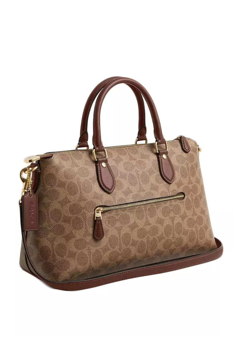Georgia Satchel Bag In Signature Canvas - Tan/Brown