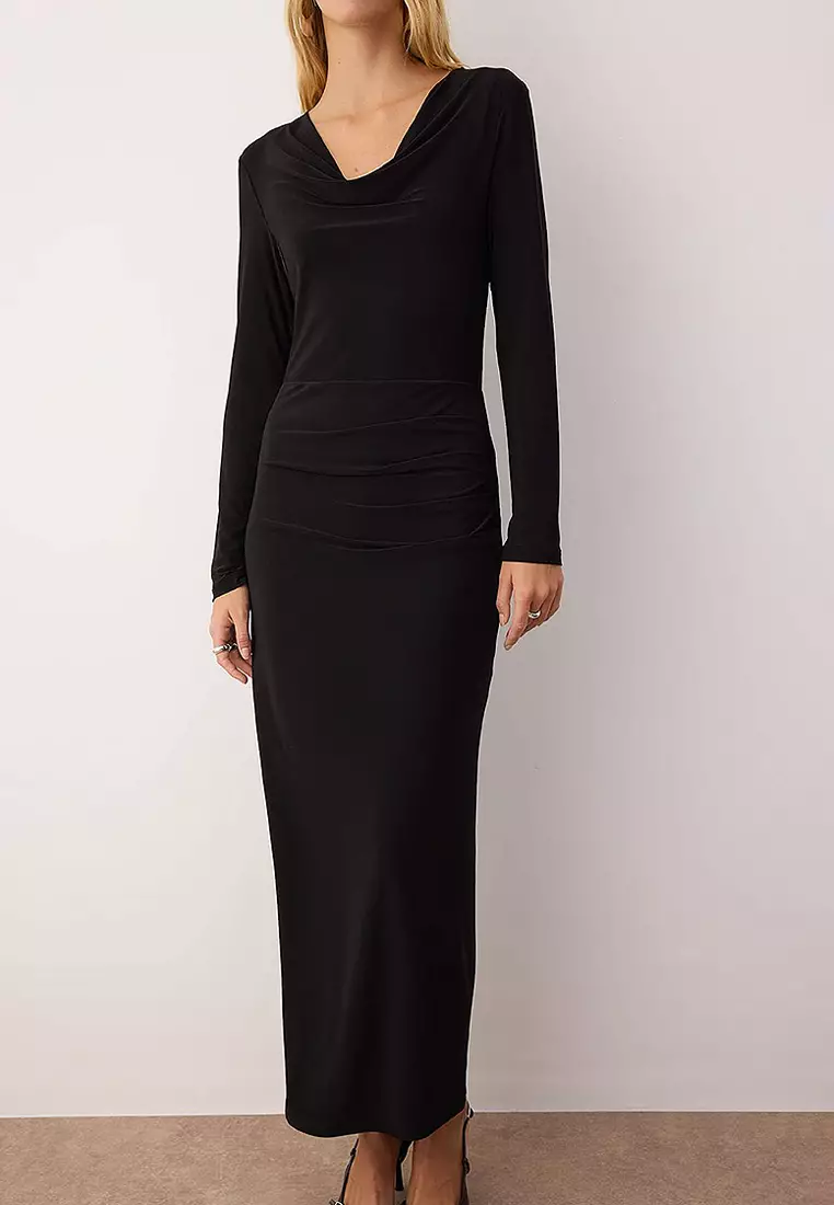 Cowl Neck Midi Dress