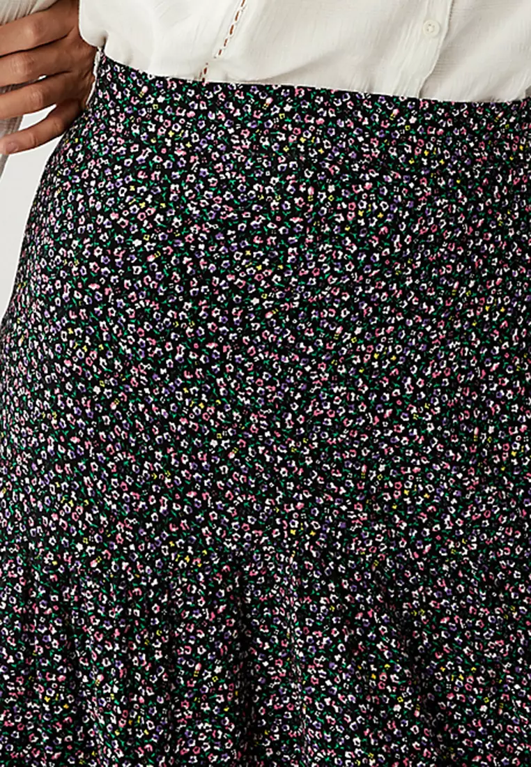 Printed Midaxi Tiered Skirt