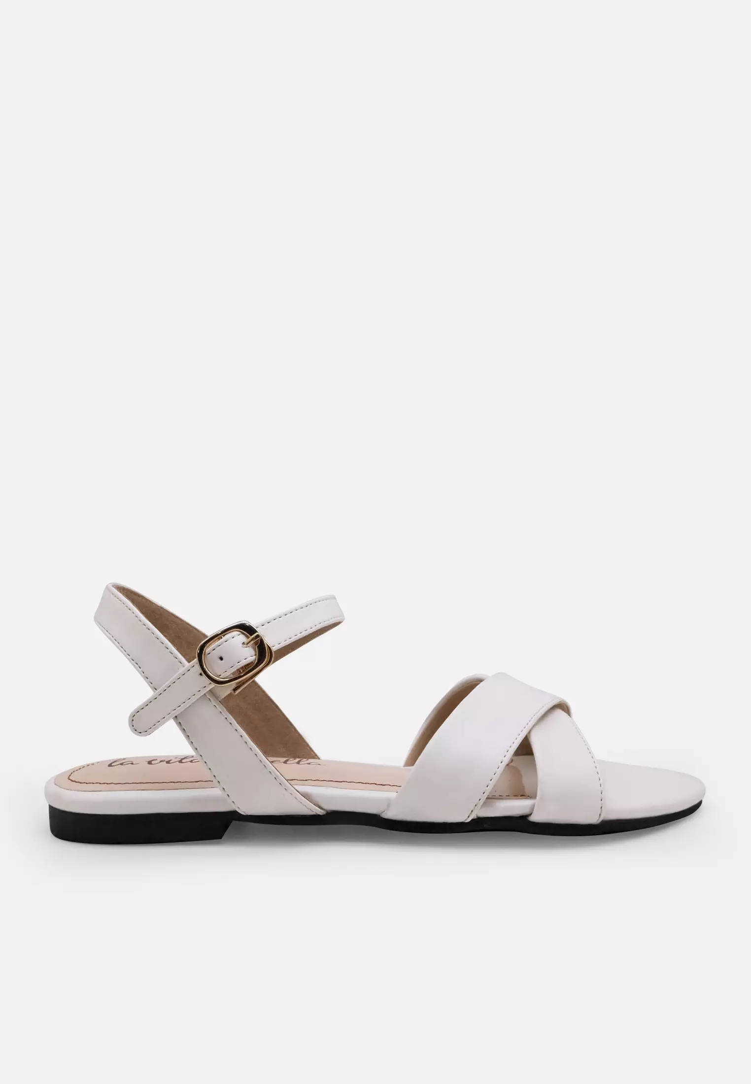 Sunny Ankle Strap Sandal Flat Wanita Vegan Leather