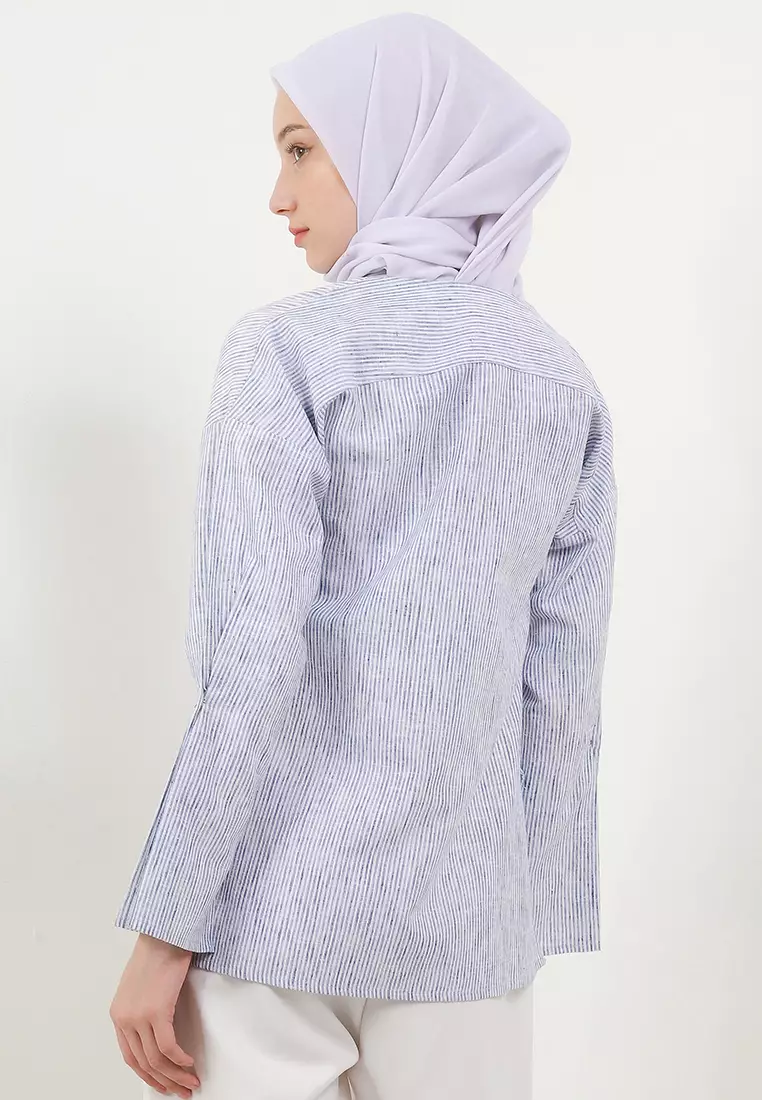 Jenni Blouse In Blue Stripes