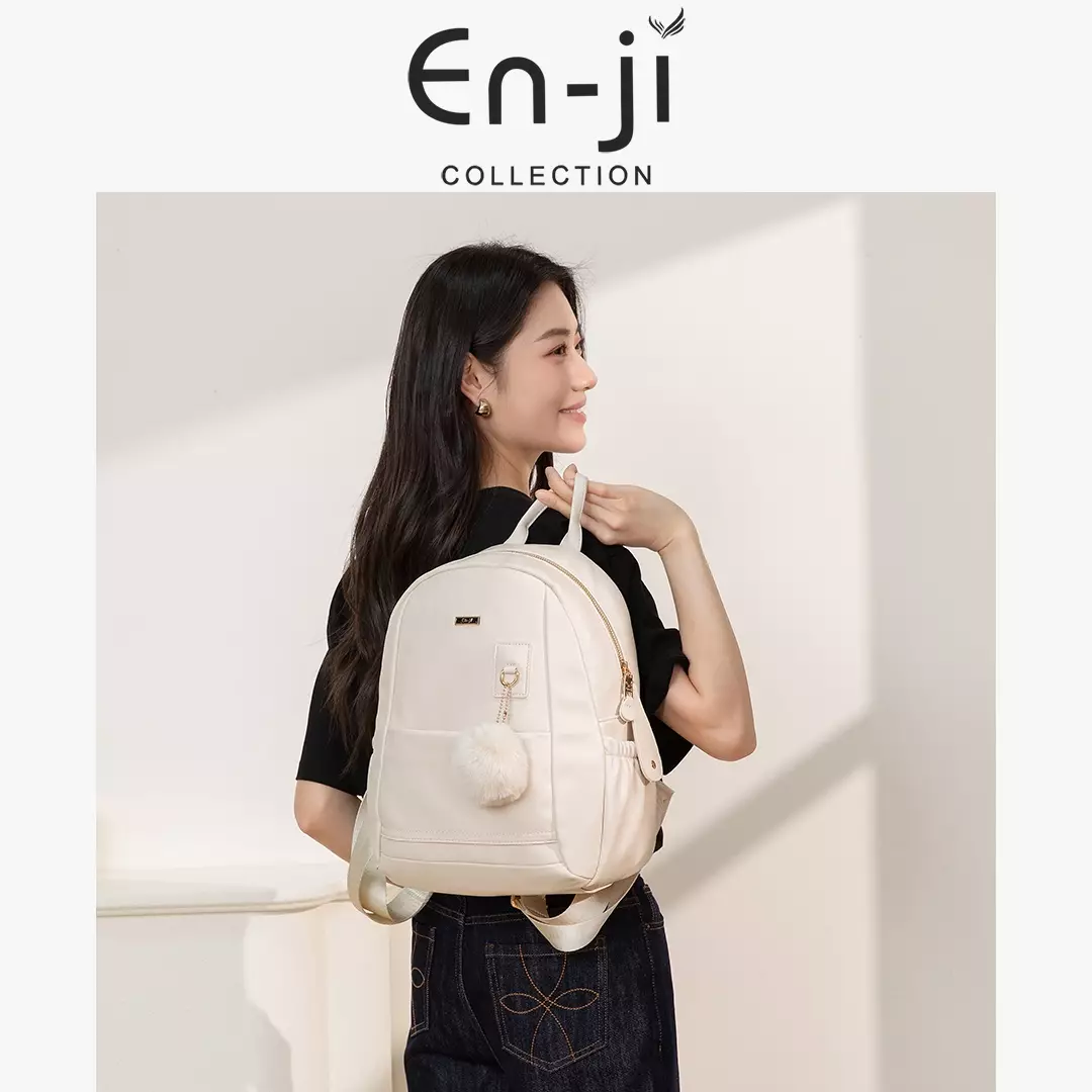 En-ji Sowon Backpack Wanita Warna Cream