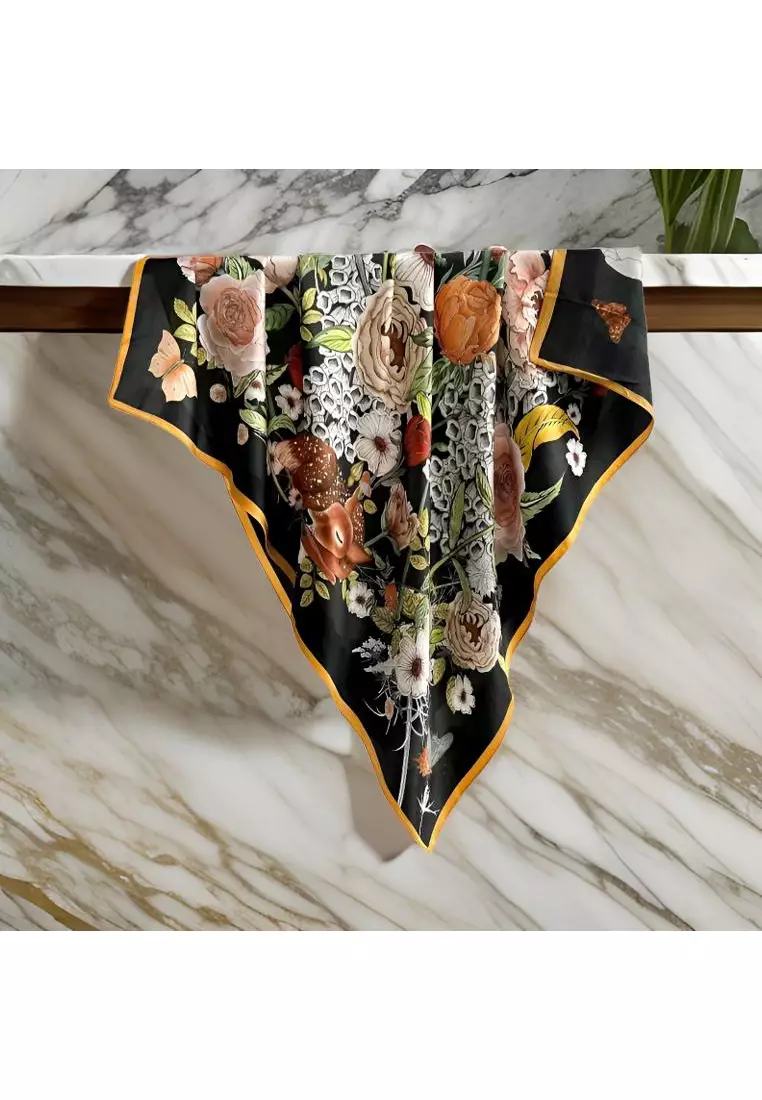 Luxury Silk Ladies' Large Scarf, Sun-Proof Crepe Satin, Premium Souvenir.