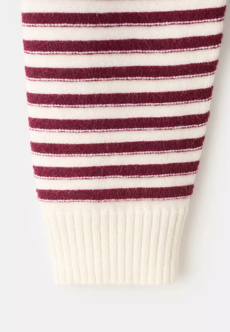 Striped Polo-Neck Sweater