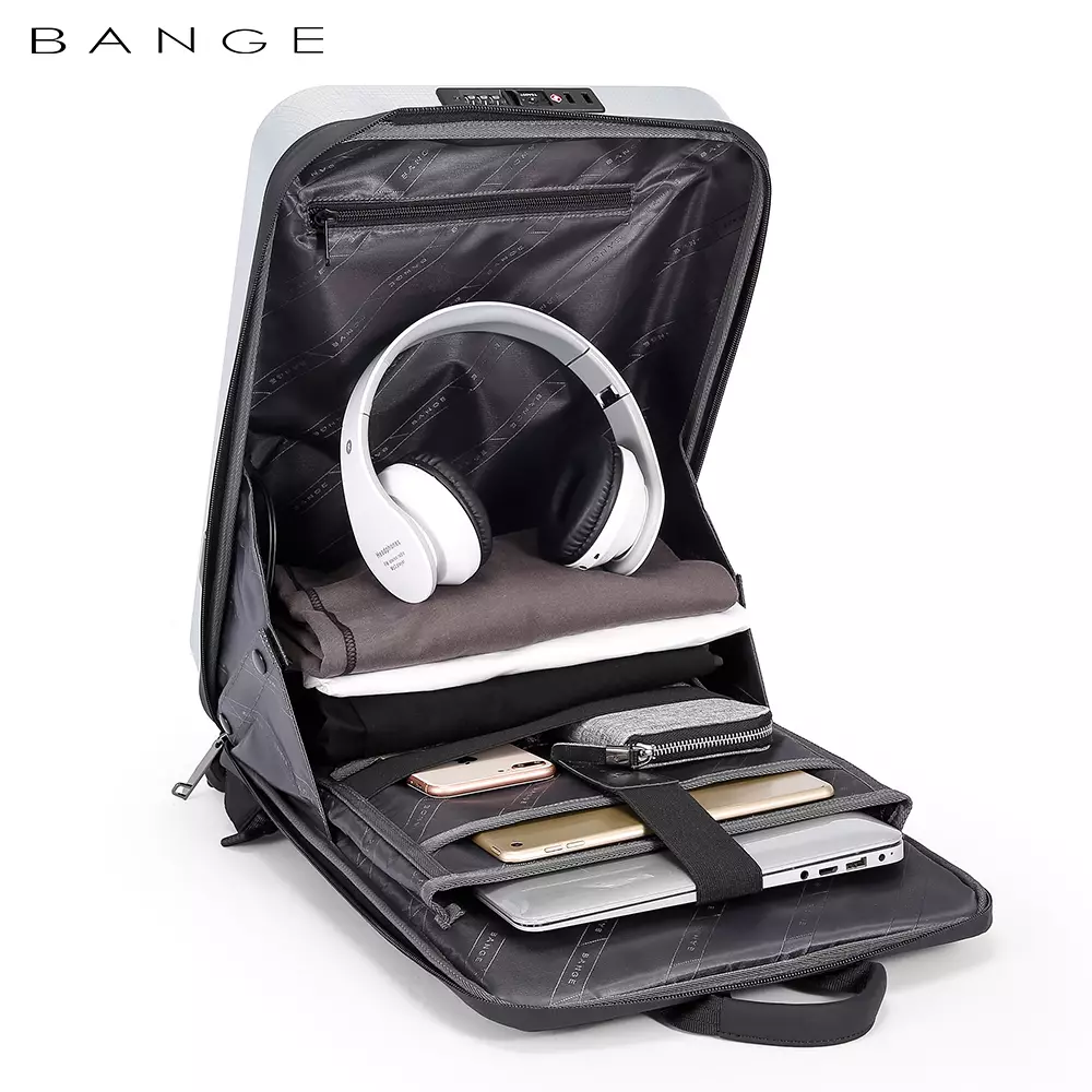 Bange BG2839 Tas Ransel Backpack Laptop Kerja pria Anti Theft Lock USB 15.6 Inch - Black
