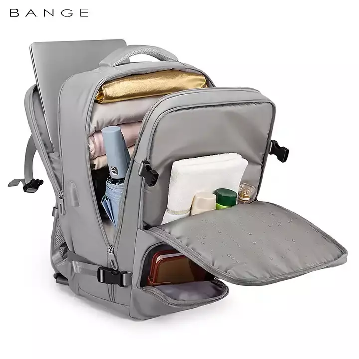 Bange BG1800 Tas Ransel Tas Travel Backpack Laptop Kerja Pria USB 17" - Grey