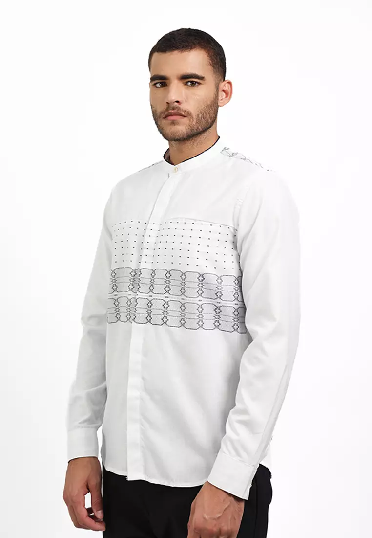 MOC Kemeja Koko Lengan Panjang Pria RAMMY - WHITE