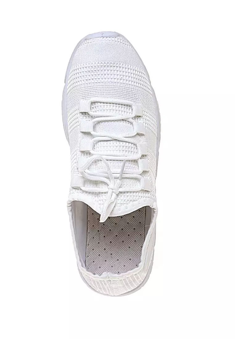 Chayton Sepatu Olahraga Pria Simple Plain Casual Material Flyknit Mesh ORIGINAL - White