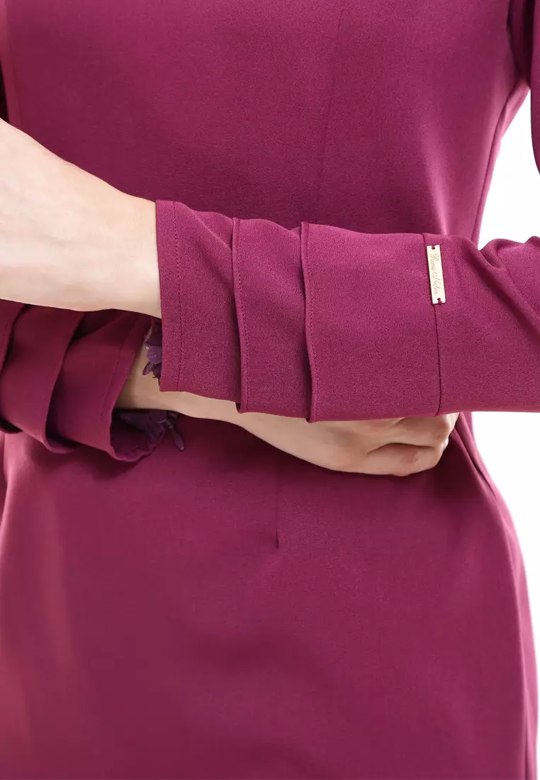 Zerra Kurung Modern Ruffle Skirt in Berry Purple
