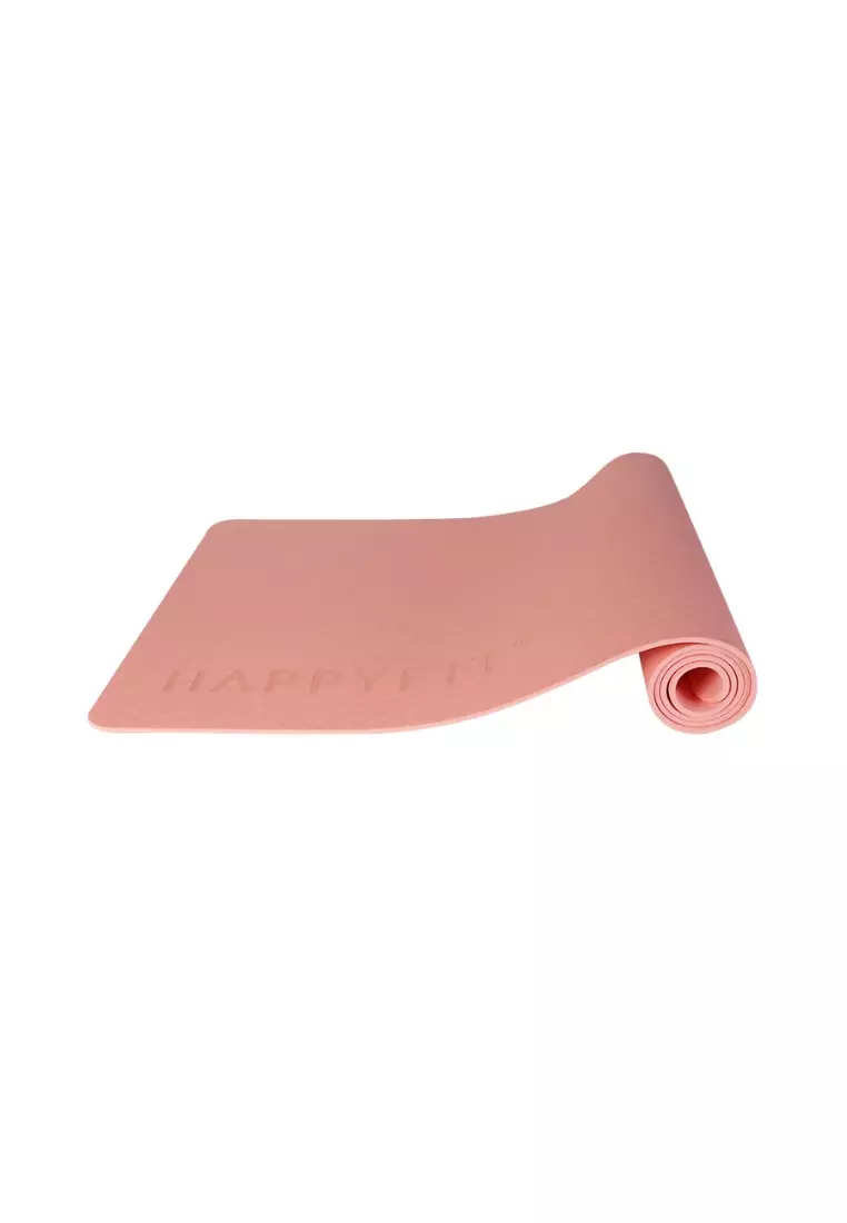 HAPPYFIT Yoga Mat Polos TPE 6mm Free Strap Peach Salmon