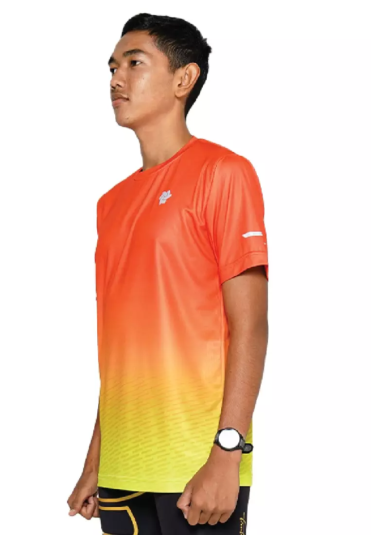 Tiento Baju Lari Ringan Jersey Running Anti UV Pria Dry Fit Lengan Pendek Airlite Yellowflame