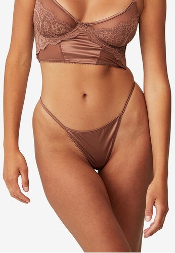 Cotton On Body brown Delilah Satin Tanga G-String Briefs 205ABUS7A4C12EGS_1