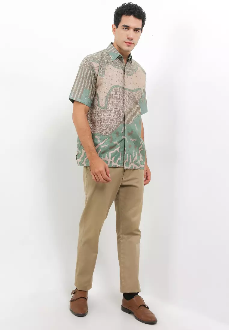 Evans Kemeja Batik Premium Pria Casual Modern Lengan Pendek