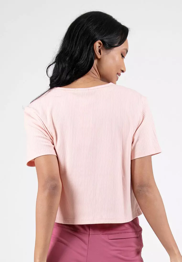 Forest Ladies Ribbed Crop Top Women Crop T-Shirt | 822343-67Peach