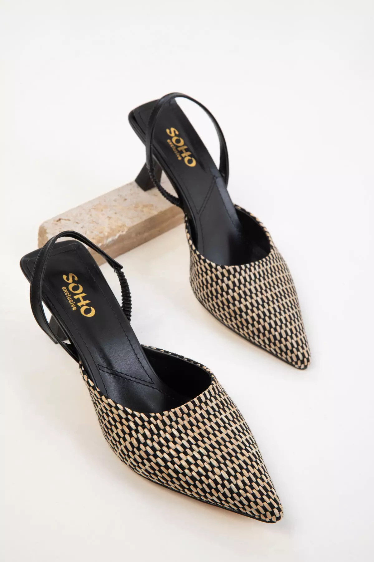 Black-Tan Women's Classic Heeled Shoes 20616