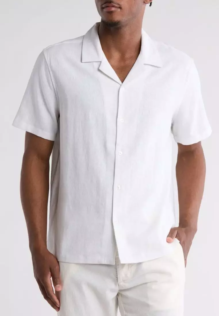 Uluwatu Kemeja Linen Lengan Pendek Pria Putih | Linen Short Sleeve Shirt Men White