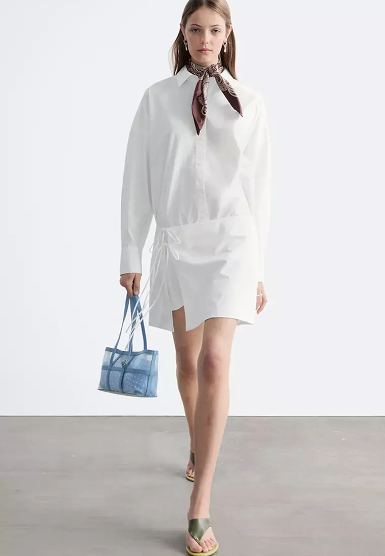 Tie-Detail Mini Shirt Dress