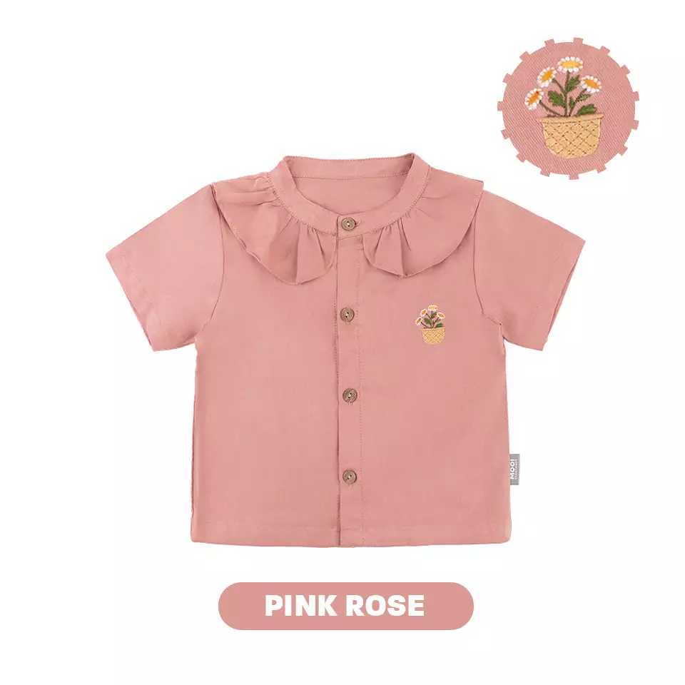 Mooi Atasan Anak Perempuan Lily Ruffle Top - Pink Rose