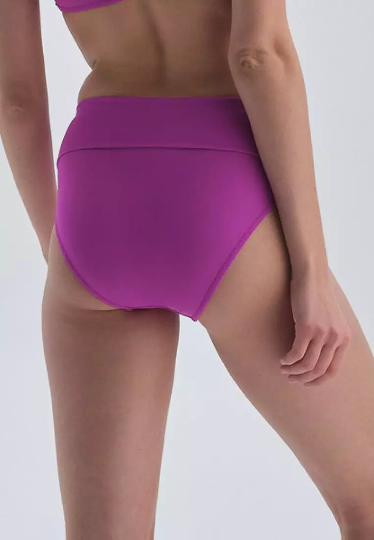 Buy DAGİ Purple Bikini Bottom, Plain, High Waist, Beachwear for