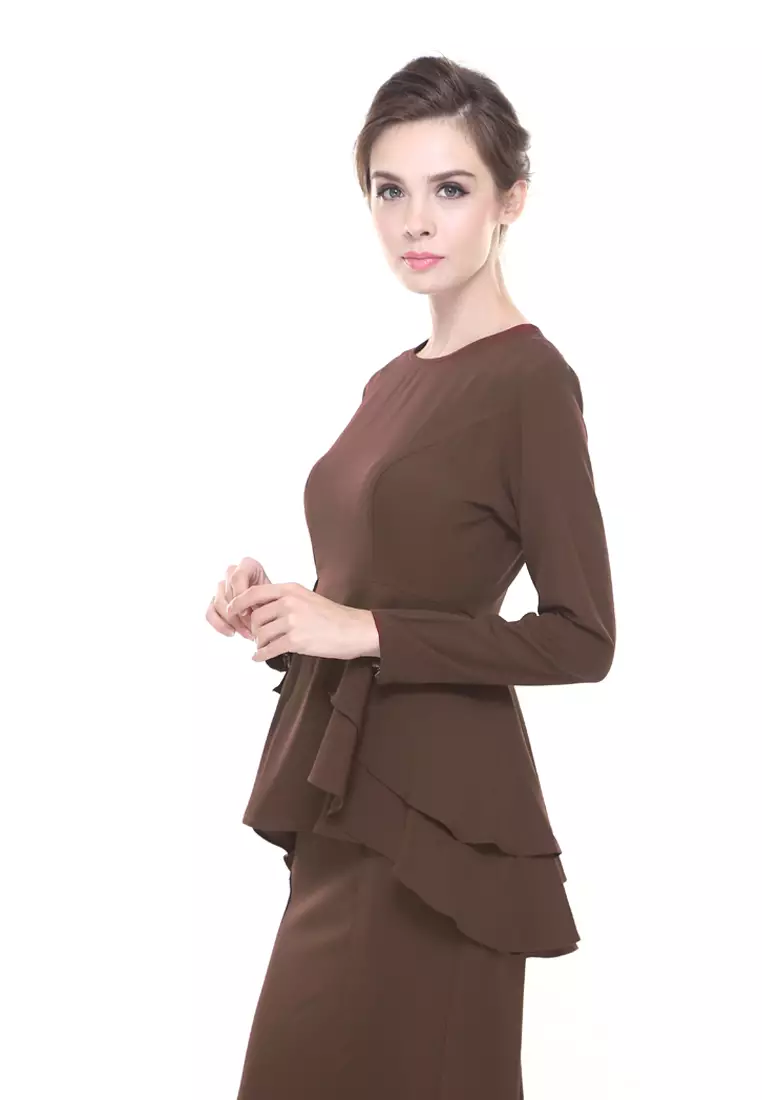 Lora Peplum in Dark Brown