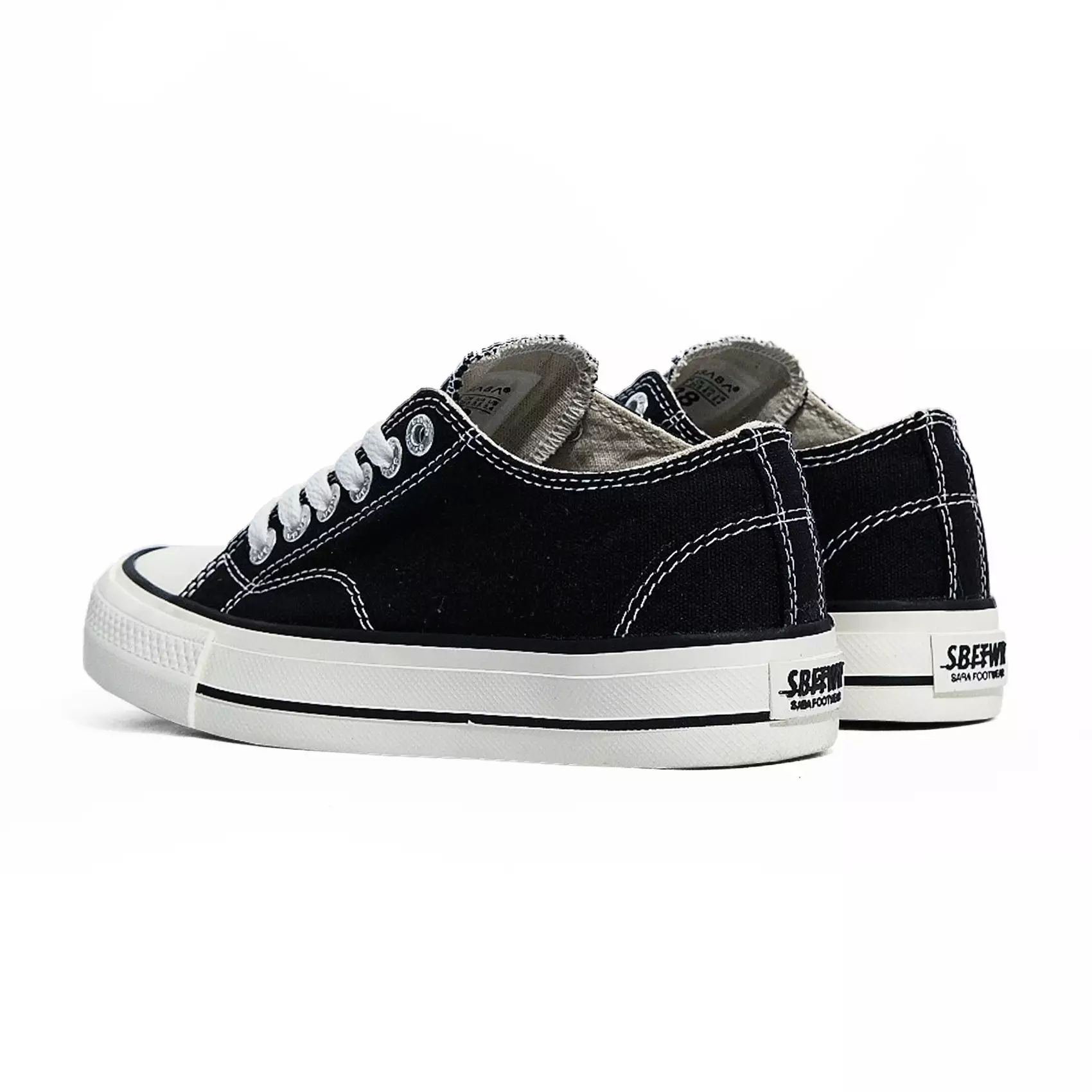 SABA Vintage Low Black White LX - Sepatu Sneakers Casual Pria Wanita