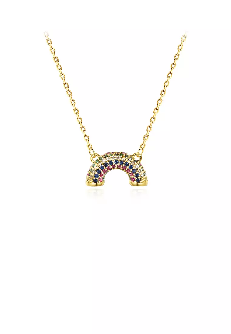 Buy Glamorousky Fashion Simple Plated Gold Rainbow Pendant with